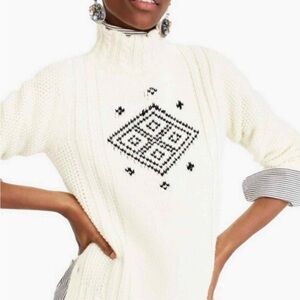 The Reeds J Crew Cream & Black Nordic Turtleneck Sweater Fair Isle Size M